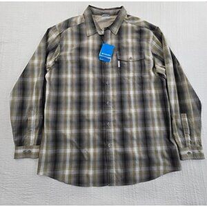 Columbia Utilizer Shirt Men's 2XL Long Sleeve Grey Plaid Button Up NEW Vented